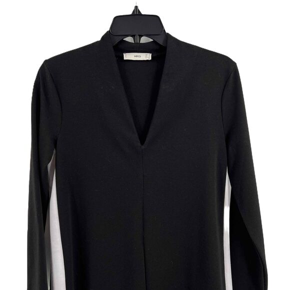 MNG Shift Dress Black with White Stripe Long Sleeves V Neck Womens XS - Picture 2 of 6